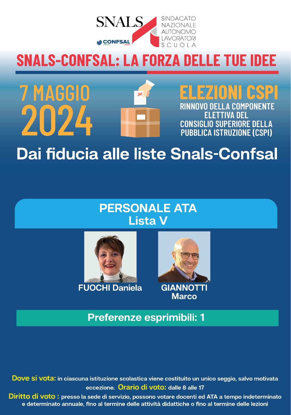 Scopri di più sull'articolo 7 MAGGIO ELEZIONE CONSIGLIO SUPERIORE DELLA PUBBLICA ISTRUZIONE. PER IL SETTORE ATA VOTATE IL CANDIDATO DI LUCCA MARCO GIANNOTTI.